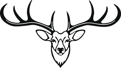 Deer head with large antlers illustration