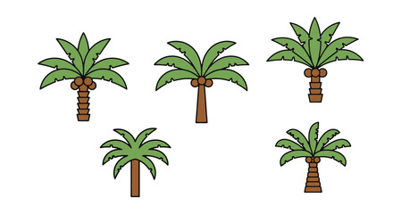 Obraz premium Date palm Line art vector set modern abstract minimal
