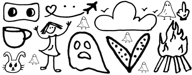 A serene landscape of a mountain range at sunset on transparent background