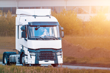 Modern diesel lorry cab on asphalt © AlexGo