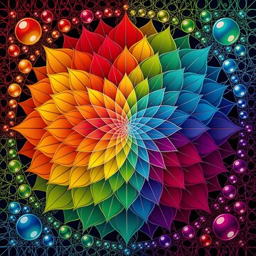 Imagen multicolor estilo mandala formando un conjunto circular con contrastes