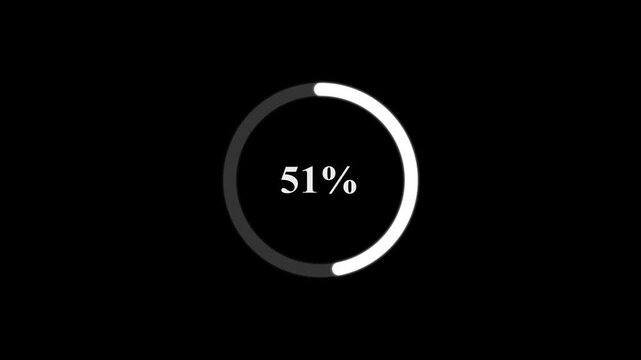 Circular progress bar with percentage in the middle of circle on white background. Green and sky blue neon glowing colors progress. Vertical video.