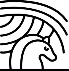 Naklejka premium Unicorn head emerging from stylized waves, symbolizing magic, dreams, and fantasy