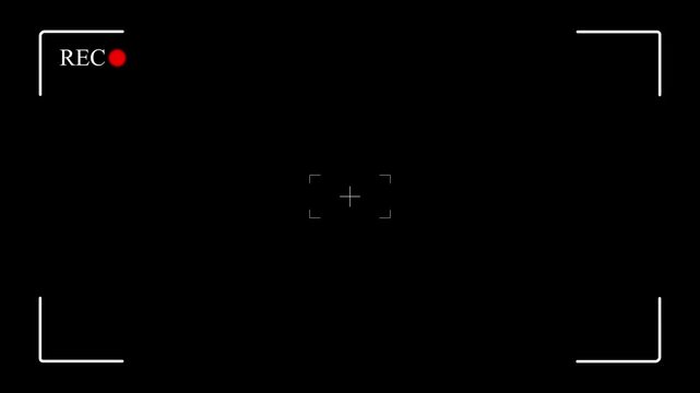 High tech CCTV surveillance monitor interface overlay featuring advanced digital UI elements, recording frame markers, time code, and CAM 2 camera label on a clean black background 4k video .