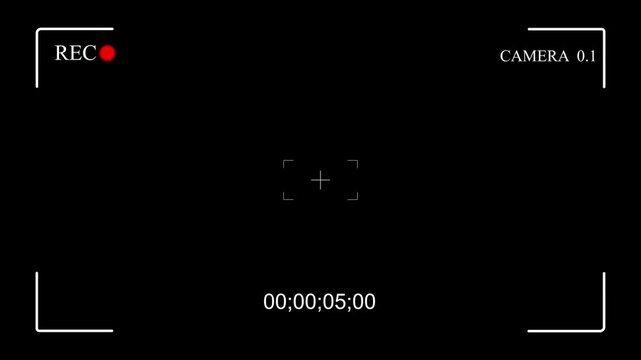 High tech CCTV surveillance monitor interface overlay featuring advanced digital UI elements, recording frame markers, time code, and CAM 2 camera label on a clean black background 4k video .