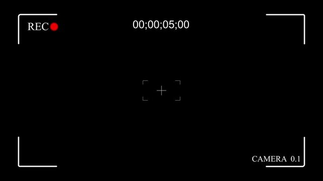 High tech CCTV surveillance monitor interface overlay featuring advanced digital UI elements, recording frame markers, time code, and CAM 2 camera label on a clean black background 4k video .
