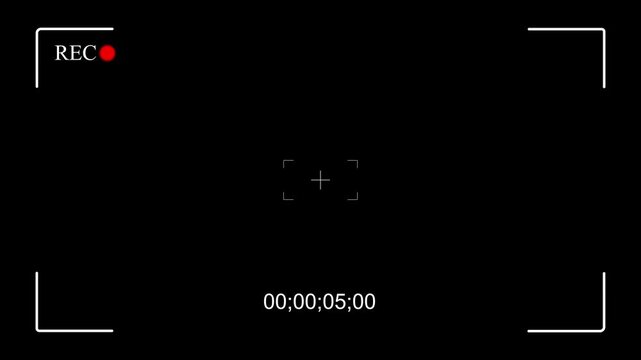 High tech CCTV surveillance monitor interface overlay featuring advanced digital UI elements, recording frame markers, time code, and CAM 2 camera label on a clean black background 4k video .