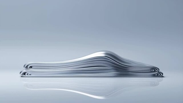 Pages metallic folded with layered silver sheets and reflective surface featuring book, paper, stack with pile and modern elements for sleek,