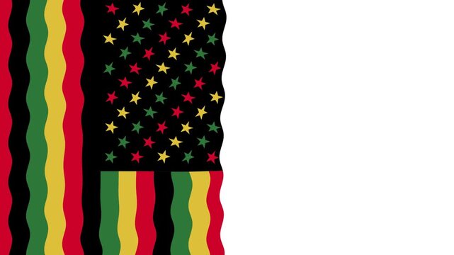 Juneteenth American flag animation with copy space for text on white background
