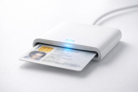 Modern smart card reader with inserted ID card
