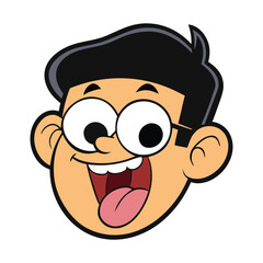 Obraz premium Funny Kid Face Vector Cartoon Illustration
