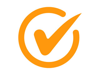 Orange check mark with transparent background circle vector © Richardson