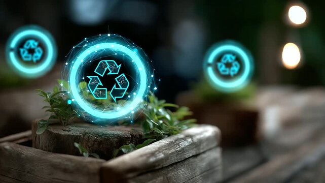 Innovation circular economy background visualization featuring recycling symbols sustainable resource management future waste free production sustainable innovation environment
