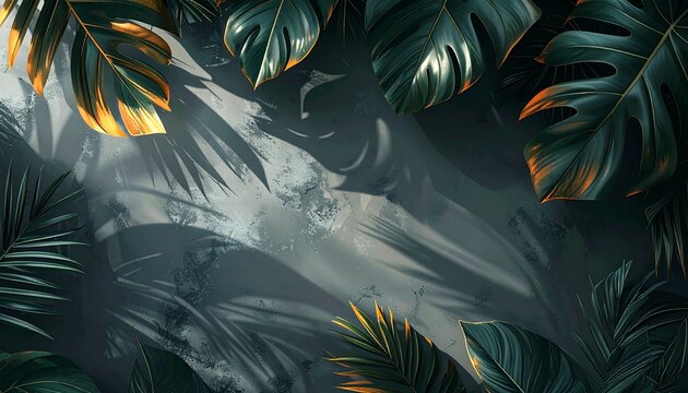 Tropical palm leaf shadows dramatic monochrome lighting nature texture background