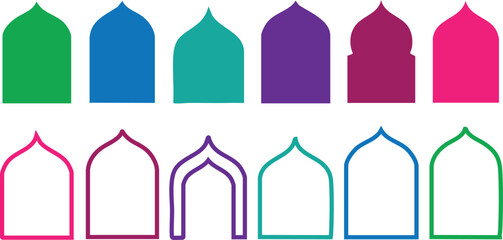 Fototapeta premium Colorful abstract domes and arches silhouettes