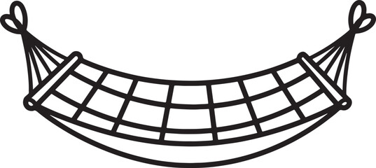 Black and white rope hammock with netting and loop ends also transparent background © PixelSaga MH2 