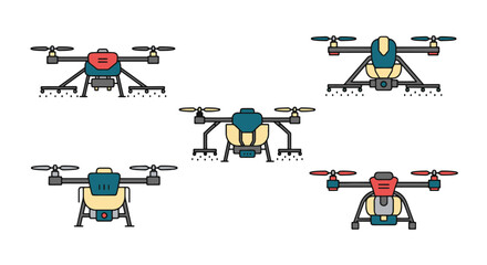 Drone sprayer Line art vector soft tone design © Sabbir