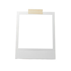 Blank polaroid photo frame with tape isolated on transparent background