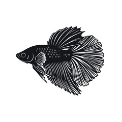 Fototapeta premium Siamese Fighting Fish Silhouette Vector - Betta Splendens Ornamental Fish Icon - Aquarium Pet Wildlife Graphic