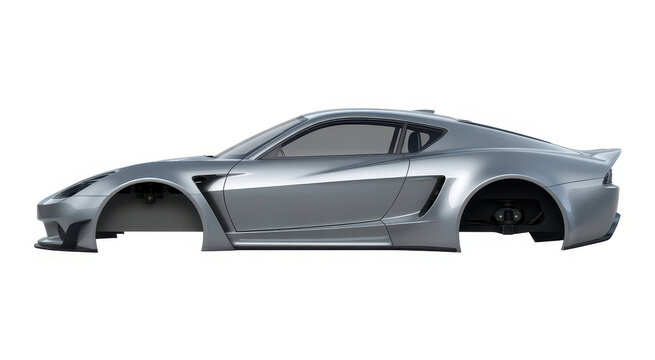 Gray sports car body without wheels no wheels vehicle