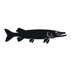 Fototapeta premium Muskellunge Silhouette Vector - Muskie Freshwater Predator Fish Icon - North American Game Fish Graphic