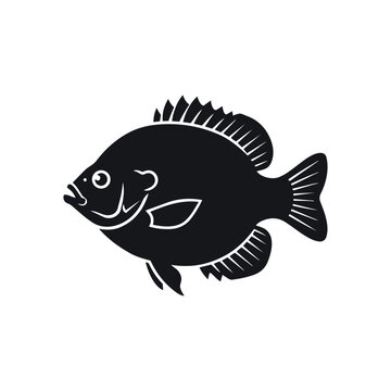 Bluegill Sunfish Silhouette Vector - Freshwater Panfish Wildlife Icon - Lepomis Macrochirus Fishing Graphic