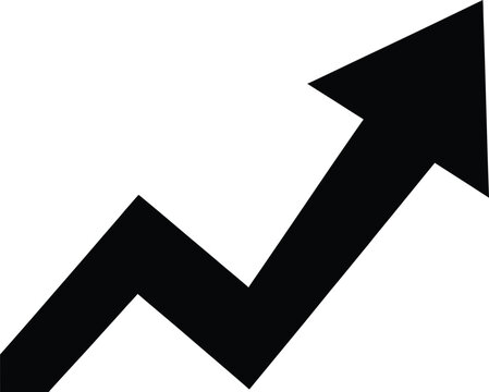 Black vector arrow graph icon, increasing trend