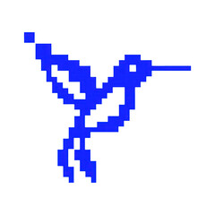 Fototapeta premium PNG Pixelated blue hummingbird silhouette