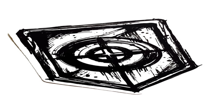 sheld Hand-Drawn Gas Stove Burner Sketch Illustration