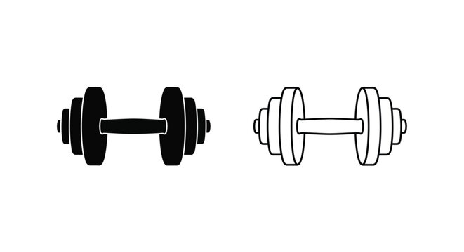 Dumbbell barbell comparison vector icons Vector
