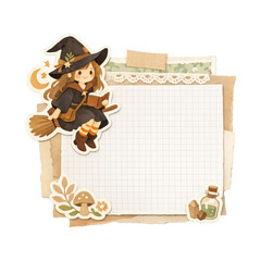 Fototapeta premium PNG Cute witch-themed stationery design.