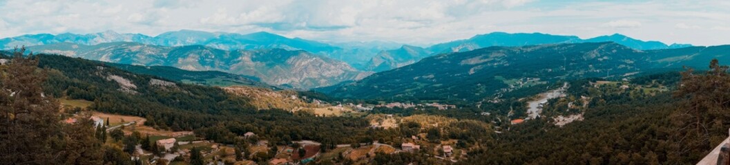 Obraz premium Panoramic view from the old Vallcebre mine cable car, Barcelona, Spain