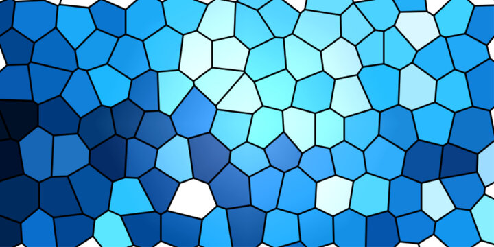 Seamless blue mosaic background featuring an abstract geometric honeycomb pattern with hexagonal cells and a metallic grid texture for a modern technology wallpaper design