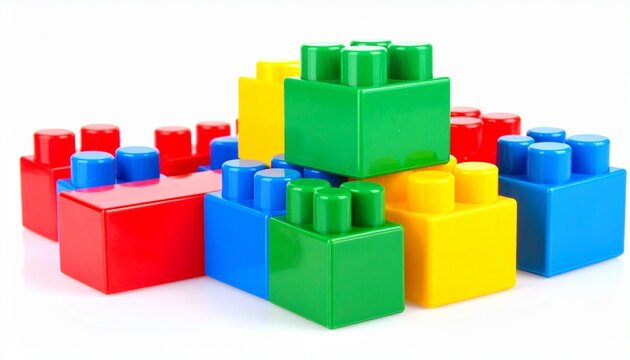 Colorful Plastic Building Blocks Pile