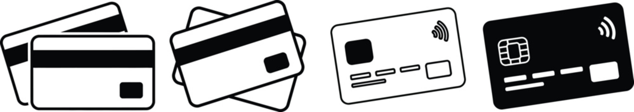 Credit card illustration with various payment card types