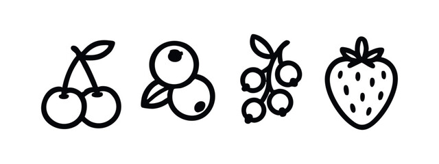 Naklejka premium Doodle Style Small Fruits and Berries Icons