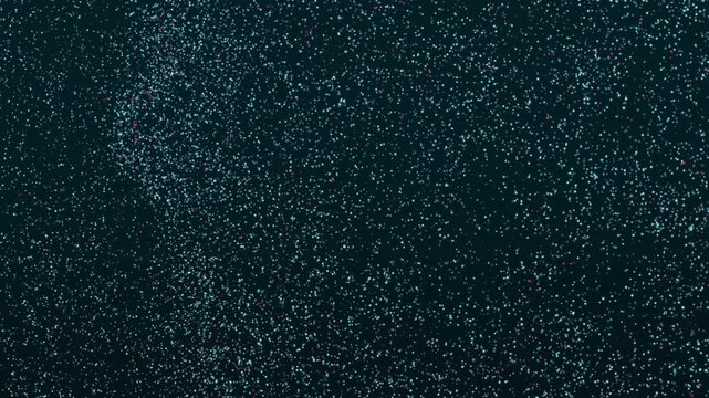 Light and dark blue with small amount of red particles with fluid effect on dark blue background. Loop animation, 60 fps. A lot of circles, dots make dust with wave effect. Energy, data, magic flow.