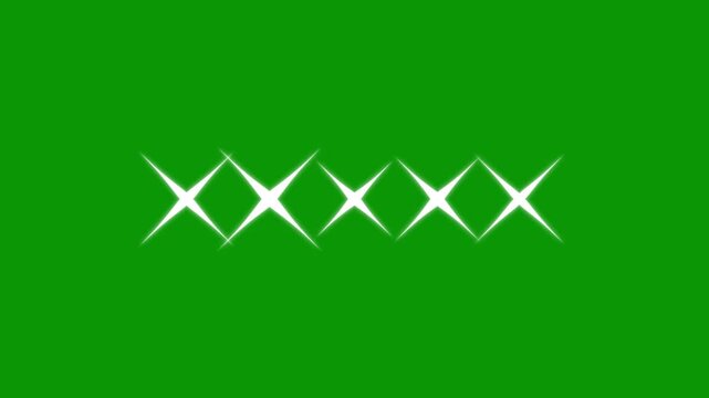 Sparkling star twinkle glitter white cartoon doodle animation on flat vector green screen background with blinking shining light effect and glowing starry sky festive overlay in 4k resolution.