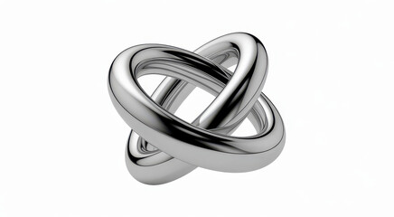 Naklejka premium Interconnected silver metal rings closeup