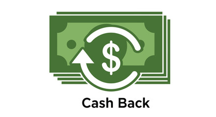 Obraz premium Stacks of money with a dollar sign and arrow representing cash back rewards