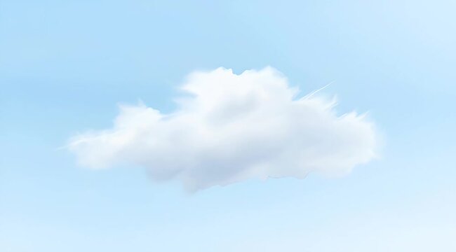Captivatingly clear and vibrant single white cloud gently suspended in an immaculate light blue atmosphere, evoking serene natural beauty