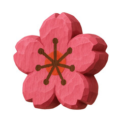 Naklejka premium PNG Wooden carved cherry blossom