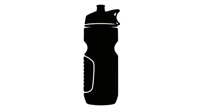 Black Plastic Sports Water Bottle.