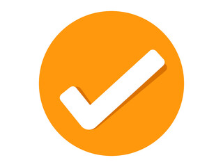 Orange check mark tick in circle vector illustration © Richardson