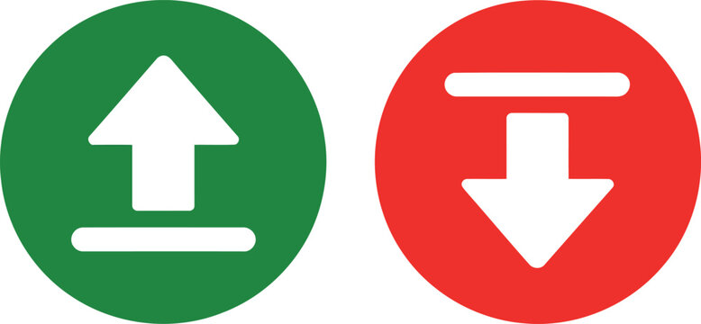 Up and down circular arrows on colored backgrounds representing directional actions Vector