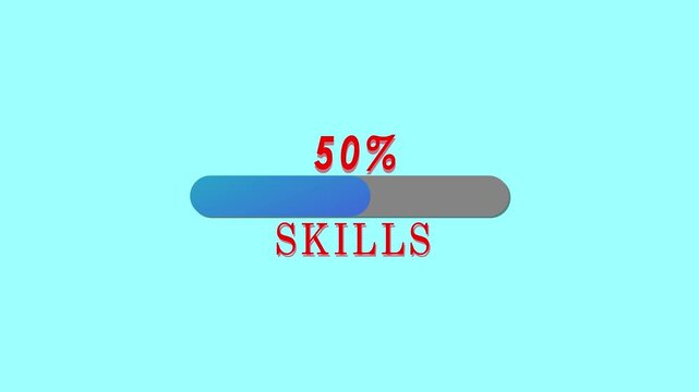 Smooth progress bar showing fifty percent skills level loading concept minimal interface indicator for professional growth learning development performance measurement digital dashboard UI element mod