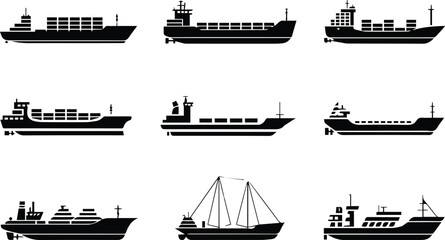 Obraz premium Container and cargo ship silhouettes
