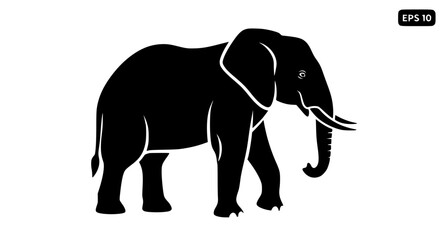 Fototapeta premium Elephant silhouette icon simple black vector illustration EPS 10