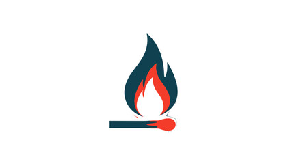 Obraz premium Burning Matchstick with Flame Icon.