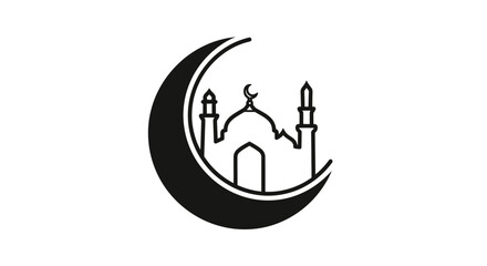 Obraz premium Islamic Crescent Moon and Mosque Icon